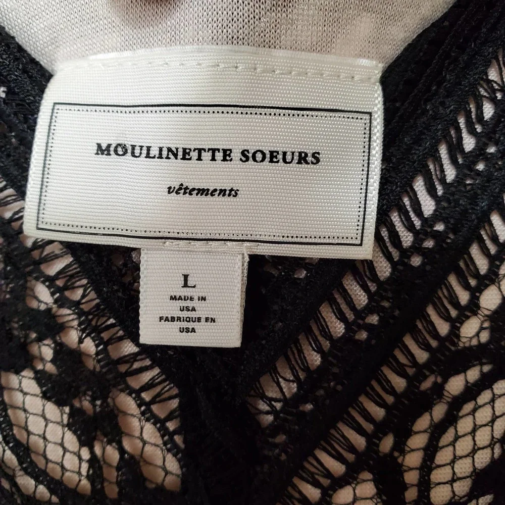 ANTRHOPOLOGIE MOULINETTE SOEURS Women's Myrna Black Lace Sheath Dress sz L - Picture 3 of 7